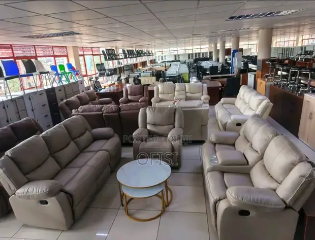 6-Seater Leather Modern Recliner Sofas - Brand New - 1