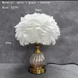 Crystal Feather Table Lamp with White Feathers - 3