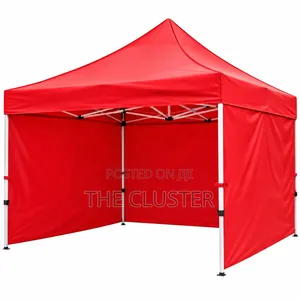 Red Gazebo Tent 3x3m Foldable Metallic Frame