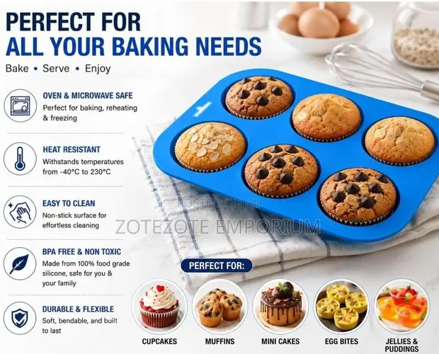 Silicone Cupcake & QueenCake Tray (6 Holes) - 1