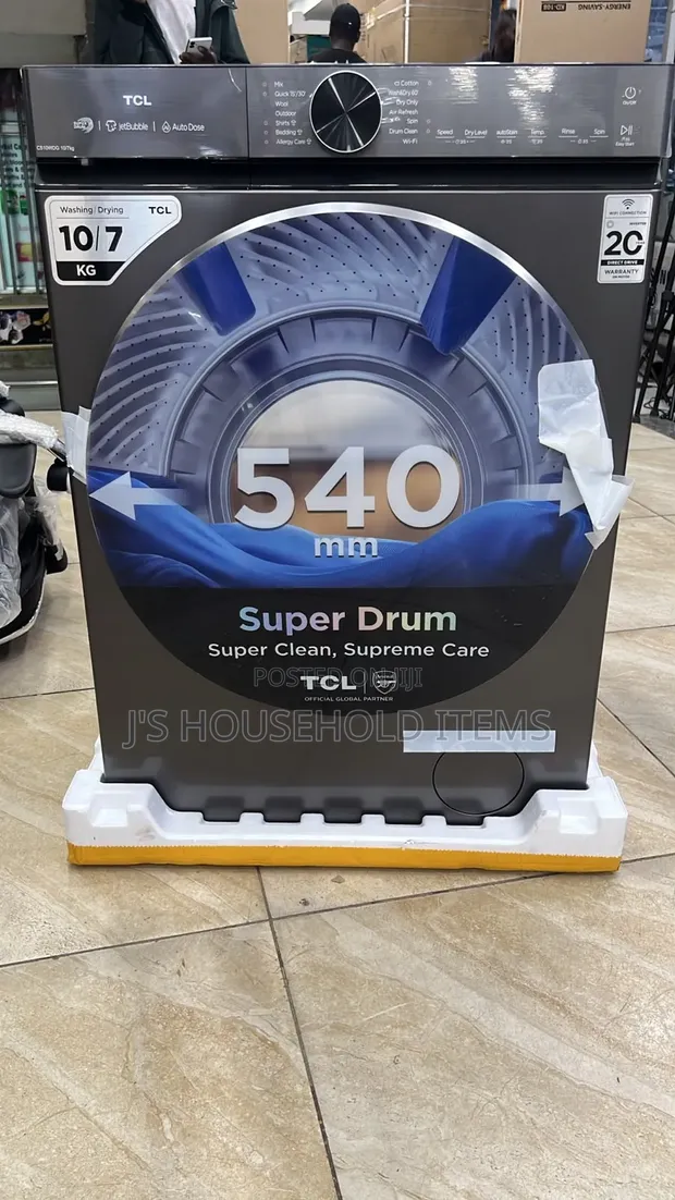 TCL 10/7kg Mashine ya Kufulia na Kukausha Mbele - 1