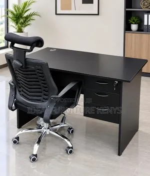 Boss Office Products Black Desk with Headrest
