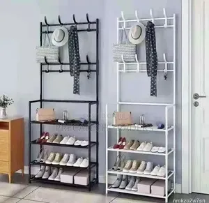 Multi-Function Shoe & Clothes Rack with Hooks