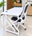Modern Office Desk and Chair Set - White Z-Frame Computer Desk - 2