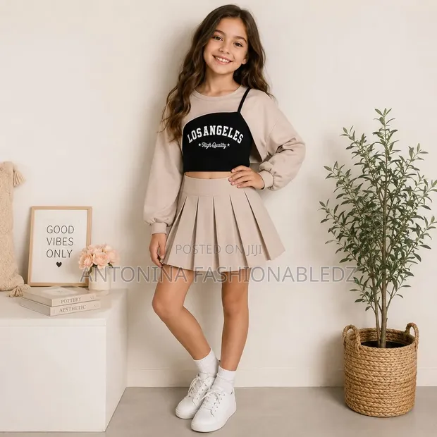 Cute Trendy Outfit Set (Girls 5-10 Years) - 1