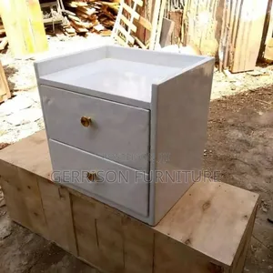 Modern White 2-Drawer Bedside Locker with Gold Handles