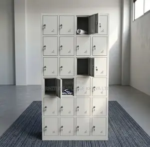 24 Locker Steel Storage Cabinet - Metallic Gray
