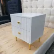 Modern White 2-Drawer Bedside Locker with Gold Legs - 2