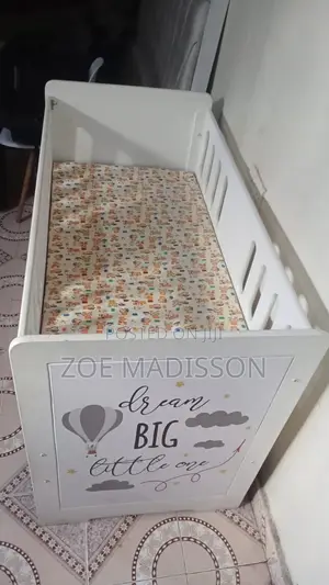 White Baby Cot with Mattress
