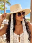 Kofia ya Majira ya Joto ya Kichic ya Lace Tie Bohemian - 1