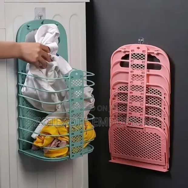 Foldable Wall Mounted Laundry Basket - 1