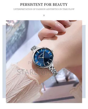 Curren Saa ya Analog Rangi ya Fedha na Viashiria vya Rhinestone