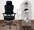 Kiti cha Mgongo Juu cha Ergonomic cha Kugeuka - Kitambaa Nyeusi - 1