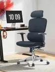 Kiti cha Mgongo Juu cha Ergonomic cha Kugeuka - Kitambaa Nyeusi - 2