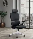 Kiti cha Mgongo Juu cha Ergonomic cha Kugeuka - Kitambaa Nyeusi - 4