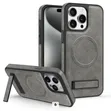 Kifuniko cha Nyuma cha Ngozi chenye Stand kwa iPhone 16 Pro Max (Kijivu) - 1