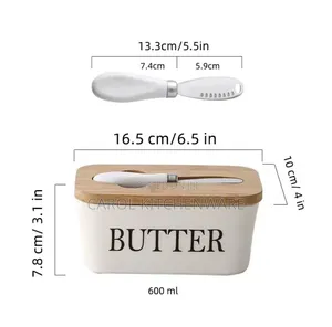 Bamboo Lid Butter Dish with Knife