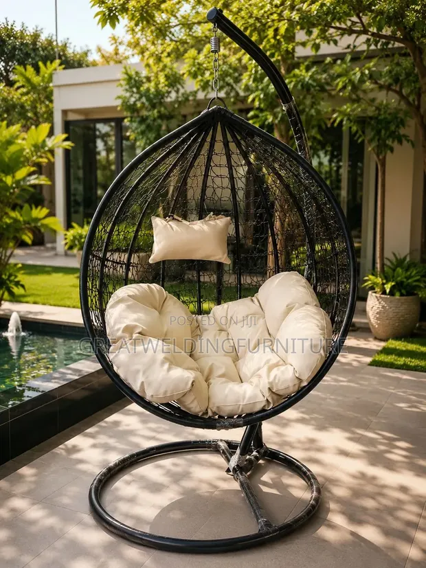 Outdoor Rattan Swing Chair with Cushion - 1