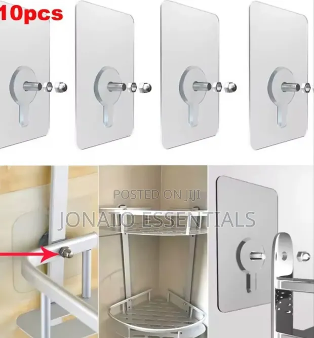 10 Pcs Heavy Duty Adhesive Screw Wall Hooks - 1