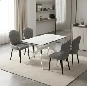 Modern 4 Seater Marble Dining Table Set