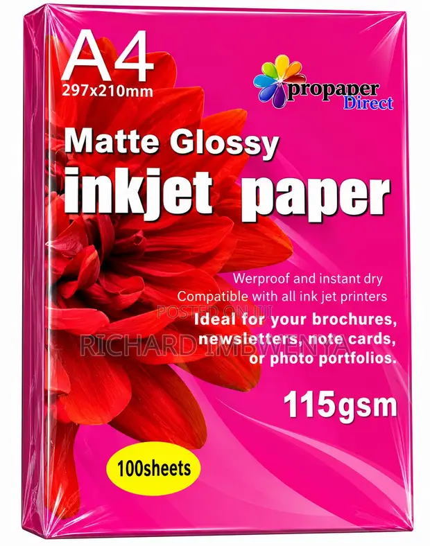 A4 Matte Glossy Inkjet Paper - 115gsm | 100 Sheets - 1