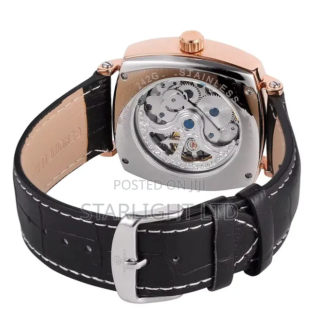 Men's Forsining Royal Luxury Skeleton Watch - Rose Gold - 1