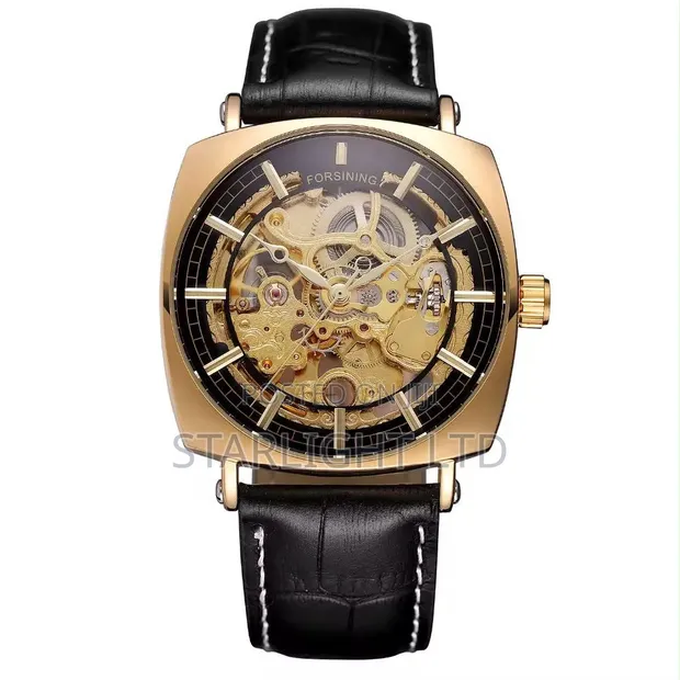 Forsining Luminous Hands Croc-Embossed Leather Band Watch - 1