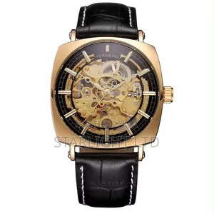 Forsining Luminous Hands Croc-Embossed Leather Band Watch