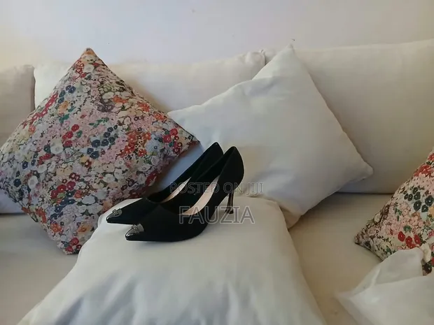 Women's Black Velvet Studded Stilettos - 1