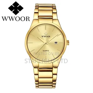 WWOOR Classic Slim Dress Watch - Nyeusi/Dhahabu