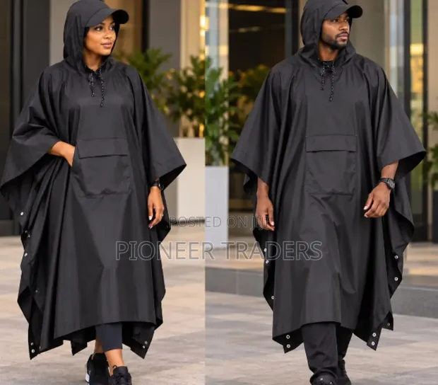 Poncho ya Mvua ya Watu Wazima ya Unisex na Kofia - 1