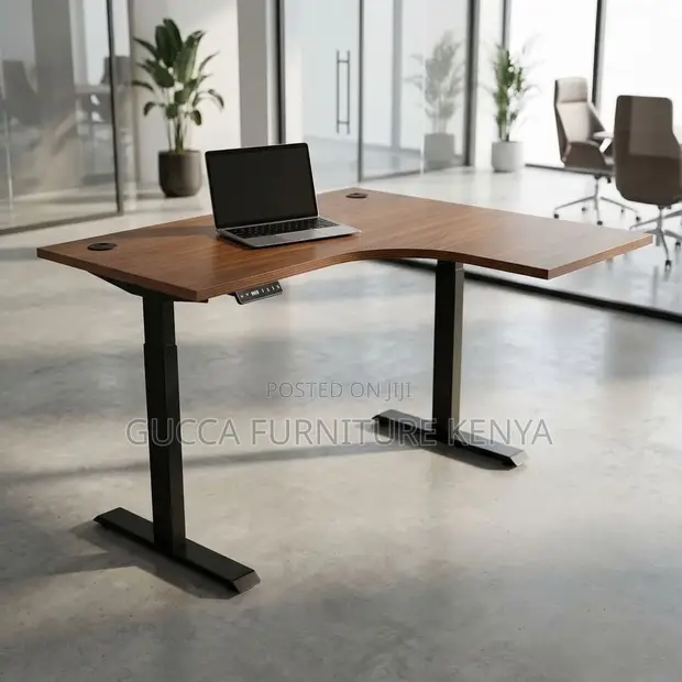 L-Shaped Height Adjustable Standing Desk - 140cm - 1