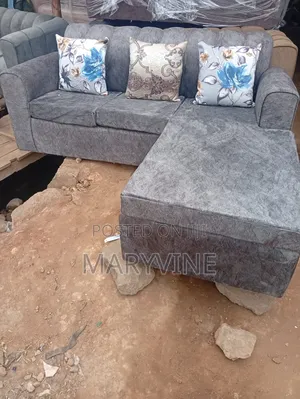 Brand New Grey L-Shape Sofa with Throw Pillows