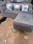 Brand New Grey L-Shape Sofa with Throw Pillows - 2