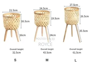 3pcs Boho Handwoven Rattan Plant Stands