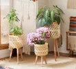 3pcs Boho Handwoven Rattan Plant Stands - 4