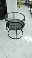 Round Wooden Top Coffee Table with Metal Frame - 2