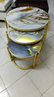 Seti ya Meza 3 za Kahawa za Mviringo za Marumaru - 2