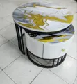 2-in-1 Round Coffee Table with Drawer - 1