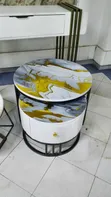 2-in-1 Round Coffee Table with Drawer - 2