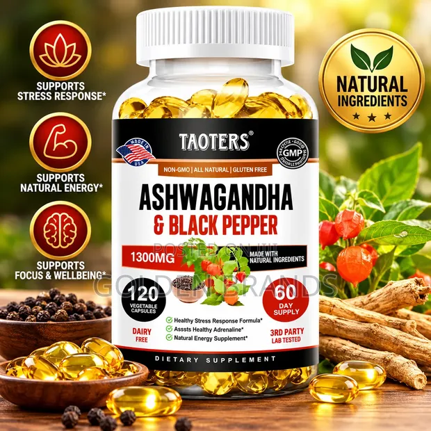 Ashwagandha Black Pepper 1300mg - Stress, Energy, Focus Support - 1