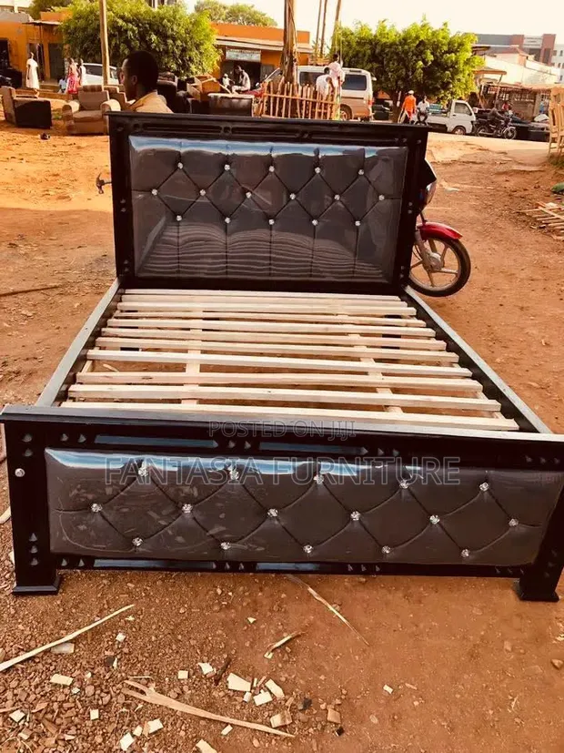 5x6 Black Upholstered Bed Frame - 1