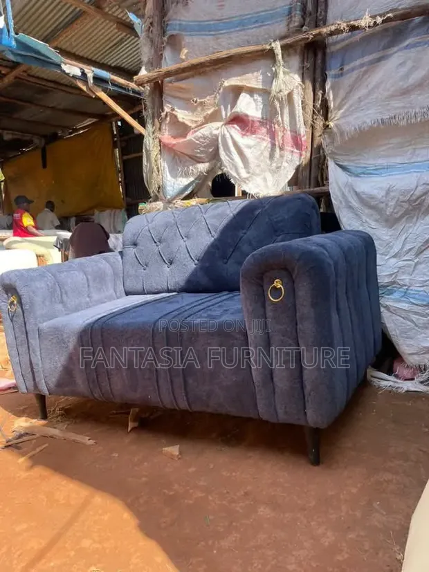 2-Seater Grey Velvet Sofa - 1