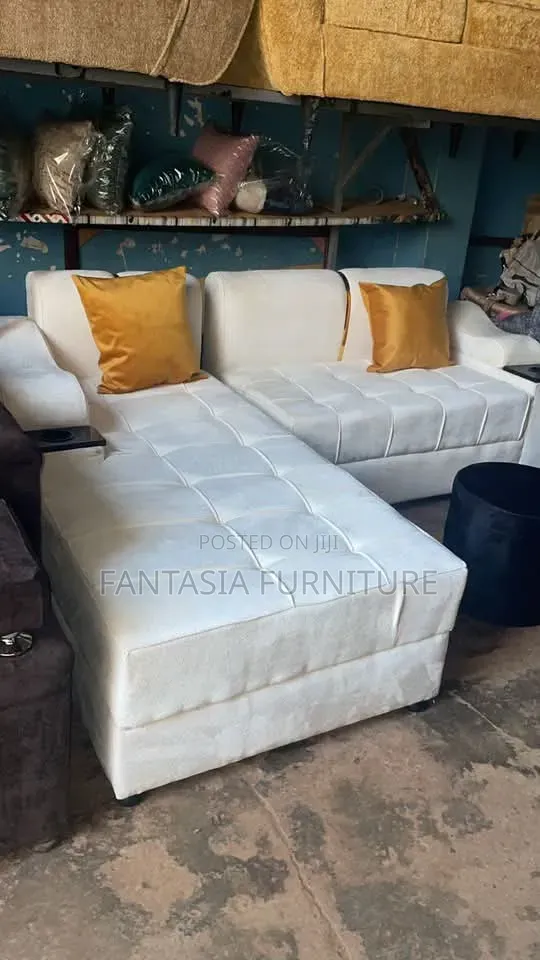 5 Seater Sectional White Sofa - 1