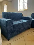 2 Seater Blue Textured Sofa - 2