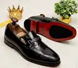 John Foster Embossed Leather Bit Loafers - Red Sole - 1