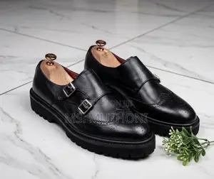 Chunky Sole Double Monk Strap Brogue Shoes