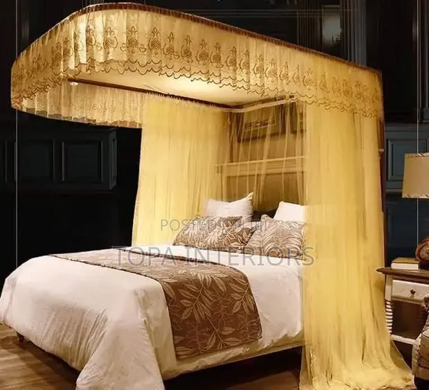6x6 Cream U-Shaped 2 Stand Rail Mosquito Nets - 1