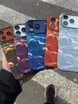 iPhone 18 Pro Max Ocean Wave Tribal Carbon Fiber Back Cover - 2