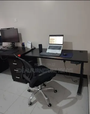 Electric Height-Adjustable Desk & Mesh Chair Set